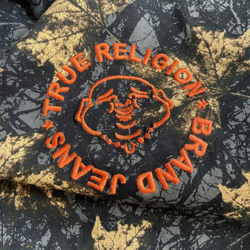 True Religion Jeans T-Shirt Logo Graphic‎ Leaf Print Camo Mens XXL New